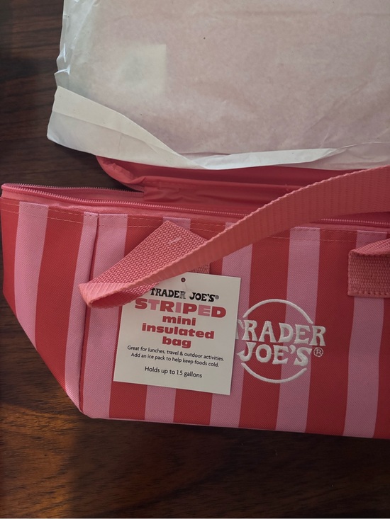 Trader Joe'S Handbags - Trader Joe's Pink Striped Insulated Mini Travel Bag